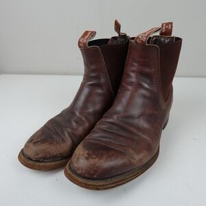 RM Williams Boots Mens Size 7 Brown Leather Chelsea Pull On Made Australia